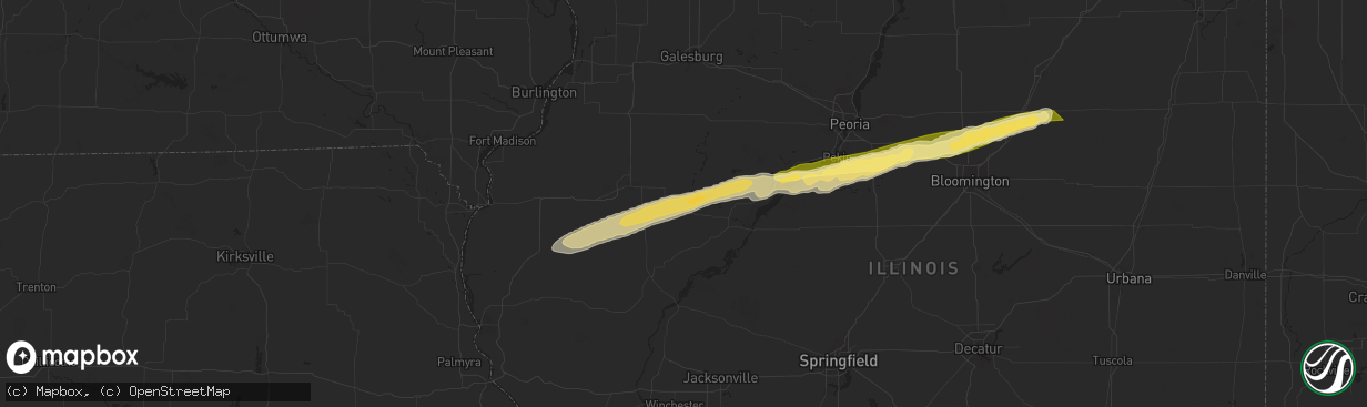 Hail map in Table Grove, IL on December 28, 2025