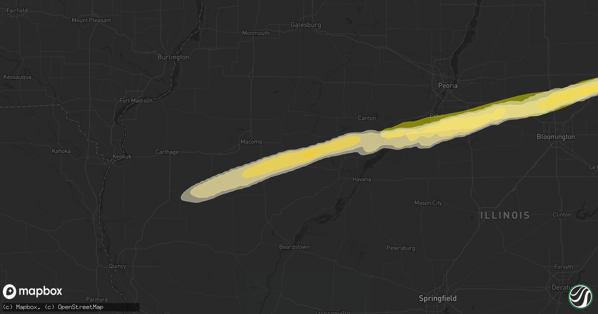 Hail map in Table Grove, IL on December 28, 2025