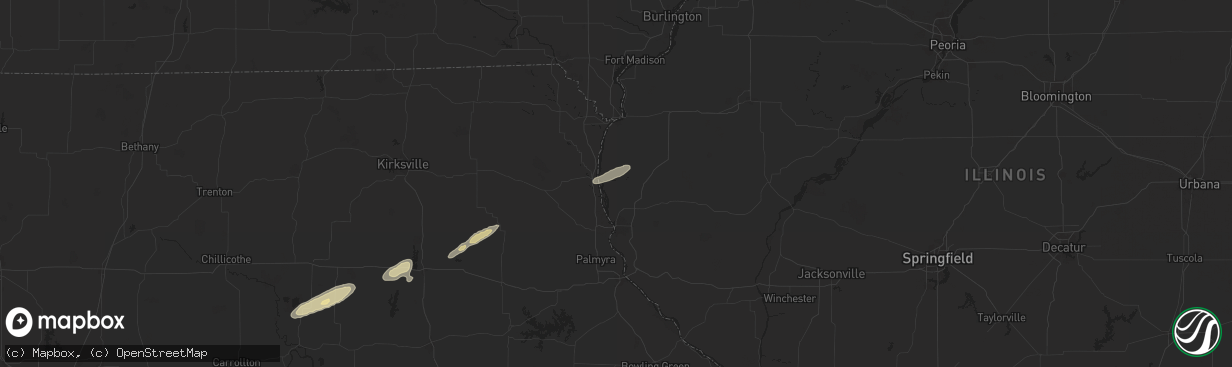 Hail map in Ursa, IL on December 28, 2025