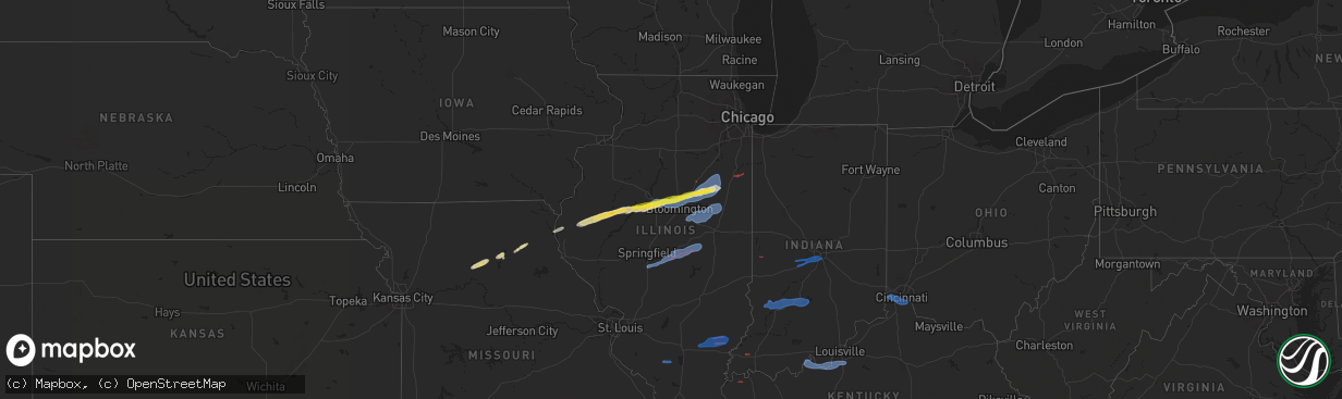Hail map on December 28, 2025