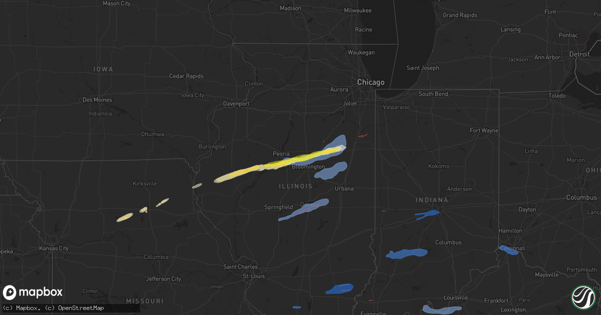 Hail map on December 28, 2025