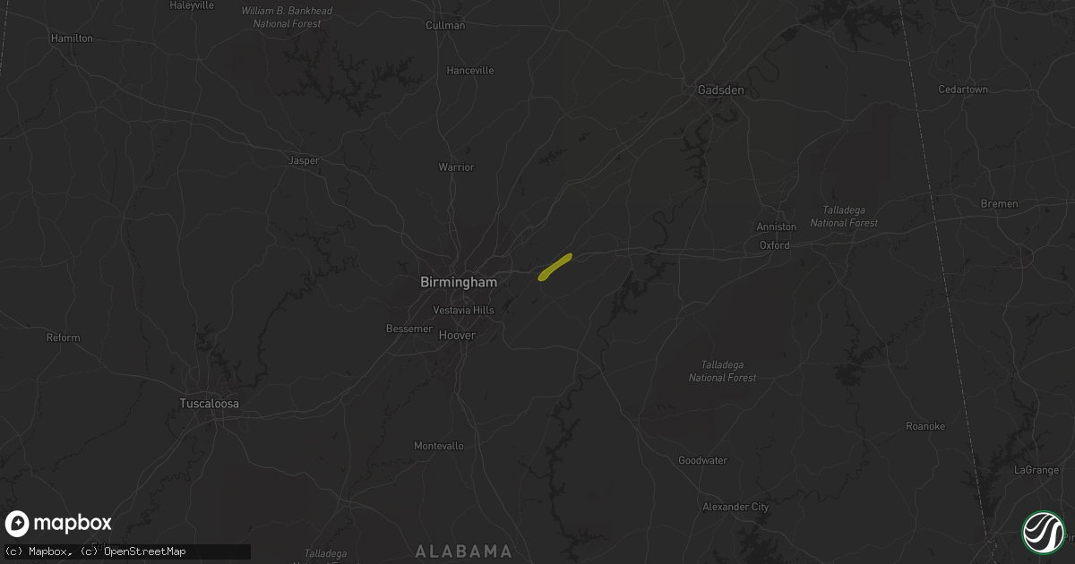 Hail map in Leeds, AL on December 29, 2015