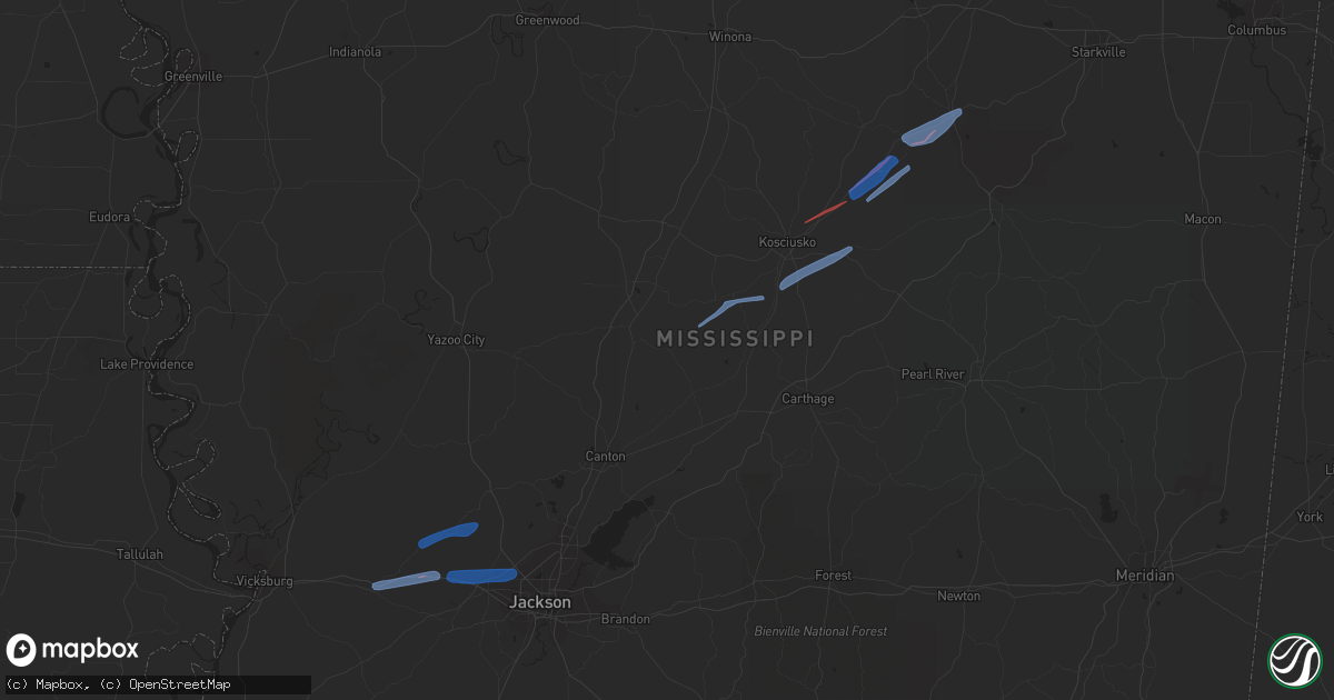 Hail map in Weir, MS on December 29, 2019
