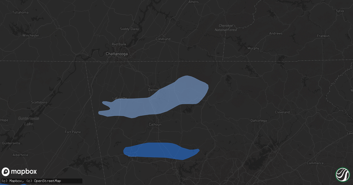 Hail map in Chatsworth, GA on December 29, 2021