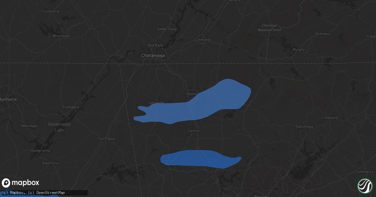 Hail map in Dalton, GA on December 29, 2021