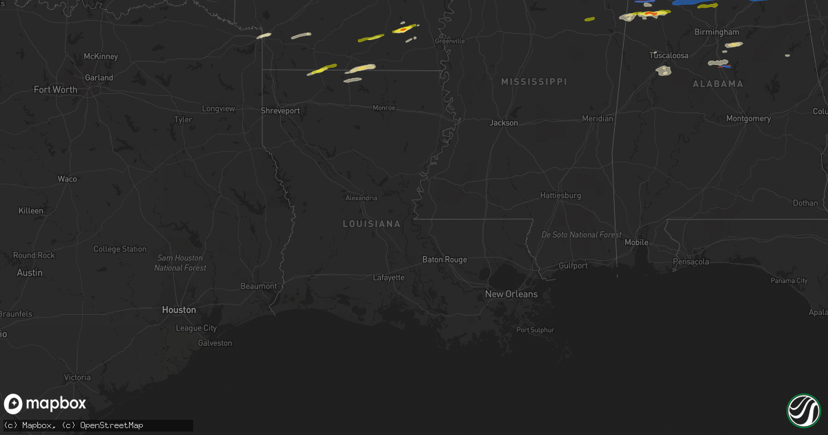 Hail map in Louisiana on December 29, 2021