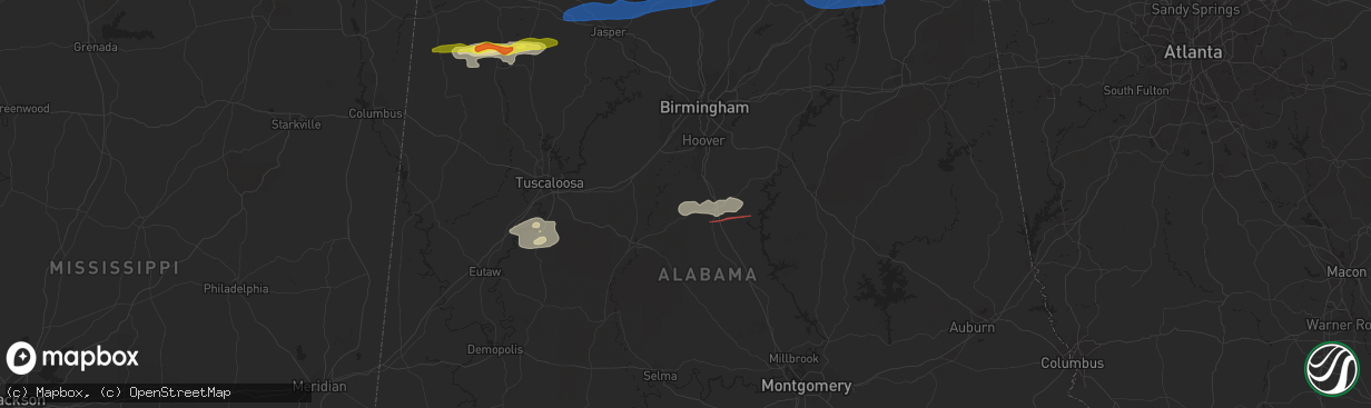 Hail map in Montevallo, AL on December 29, 2021