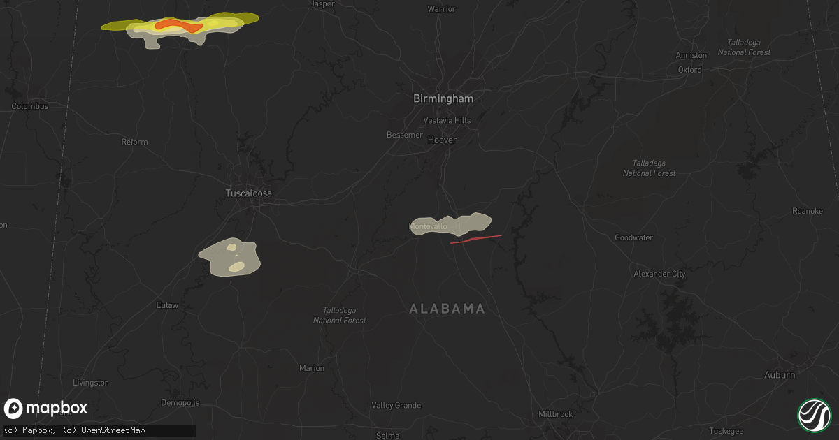 Hail map in Montevallo, AL on December 29, 2021