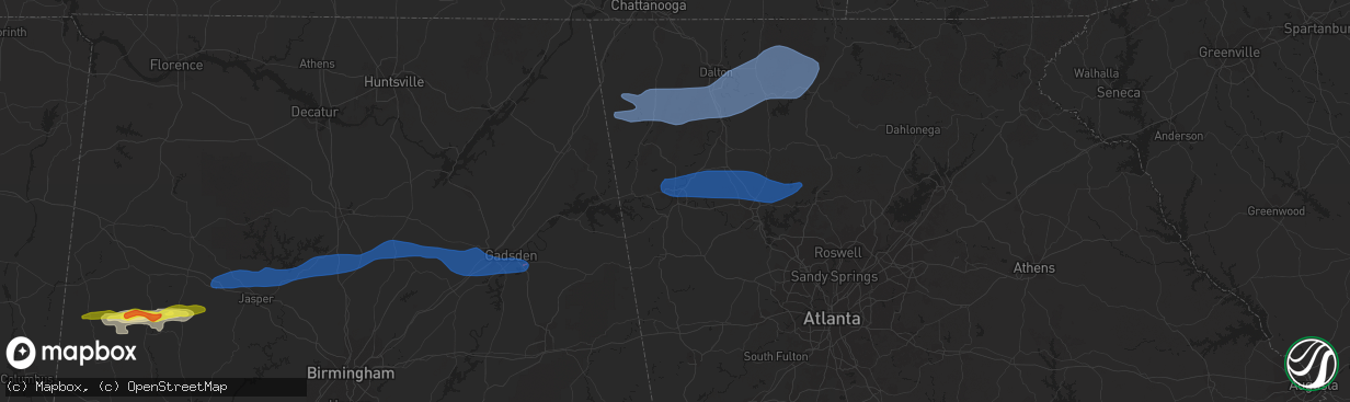 Hail map in Rome, GA on December 29, 2021