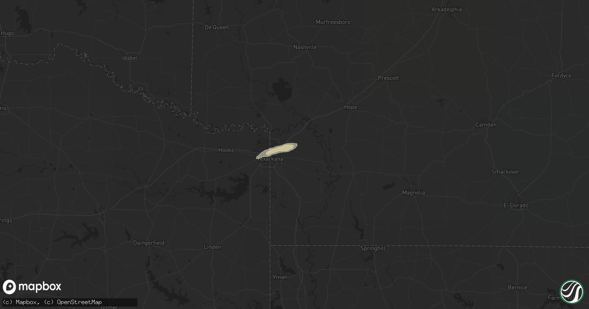 Hail map in Texarkana, AR on December 29, 2021