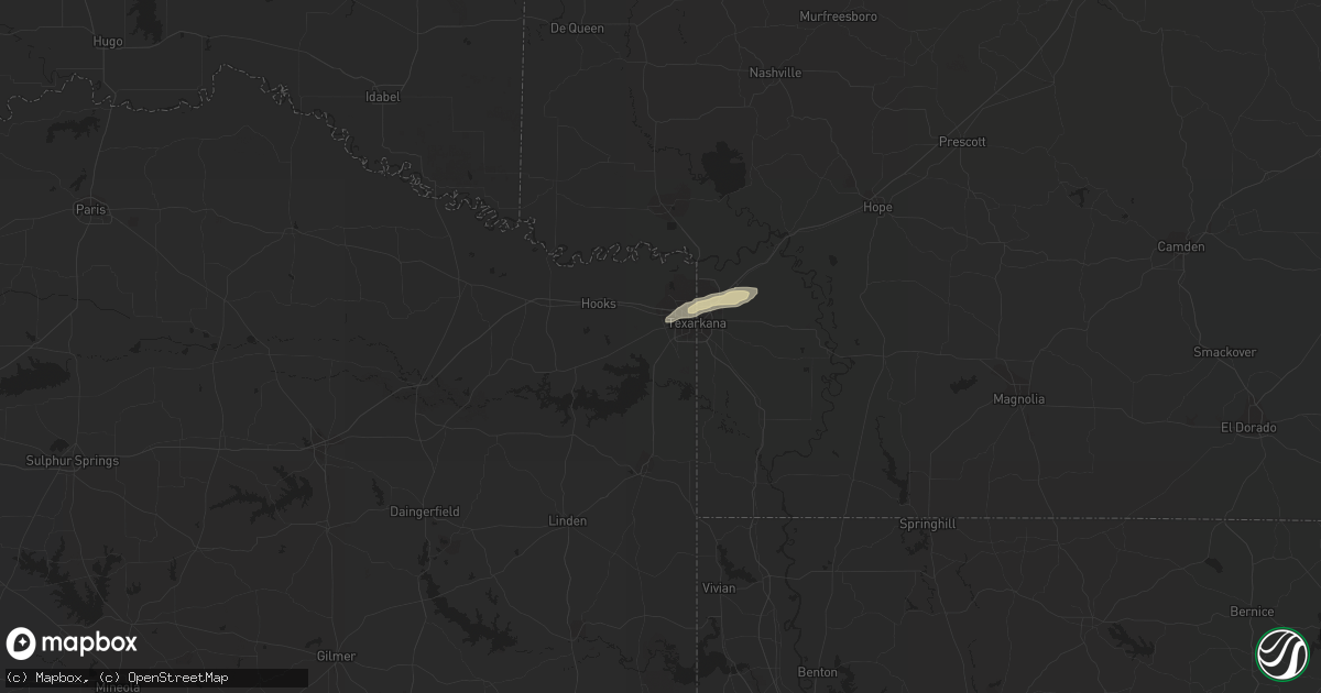 Hail map in Texarkana, TX on December 29, 2021