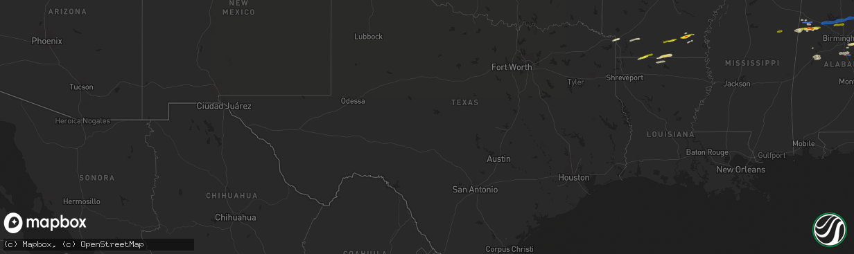 Hail map in Texas on December 29, 2021