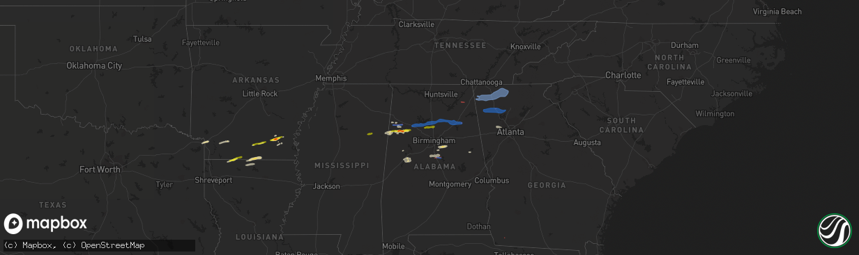 Hail map on December 29, 2021