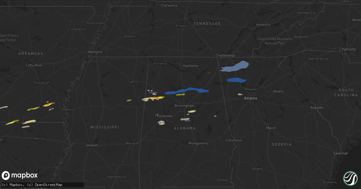 Hail map on December 29, 2021