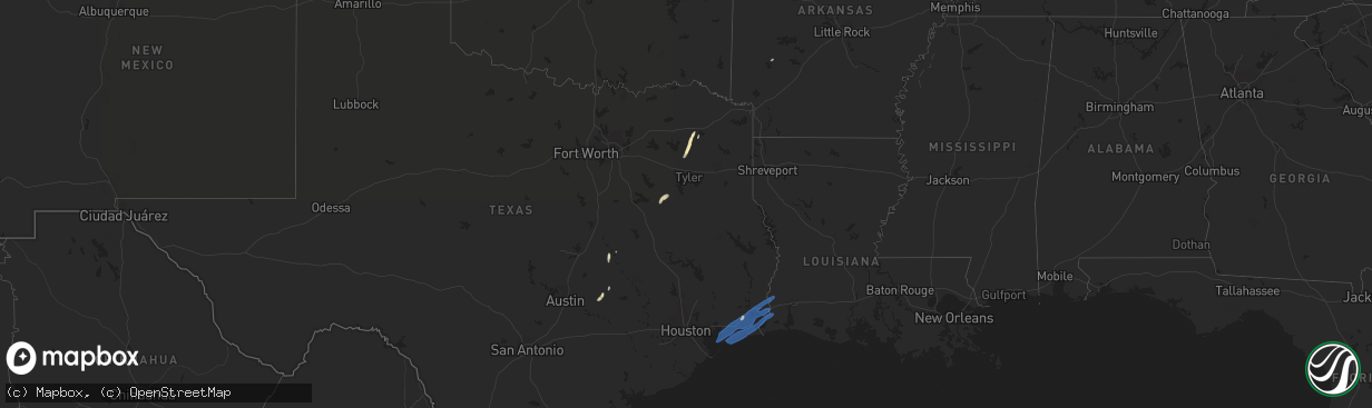 Hail map in Louisiana on December 29, 2022
