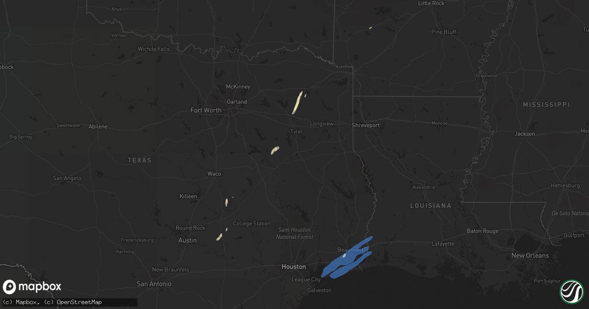 Hail map in Louisiana on December 29, 2022