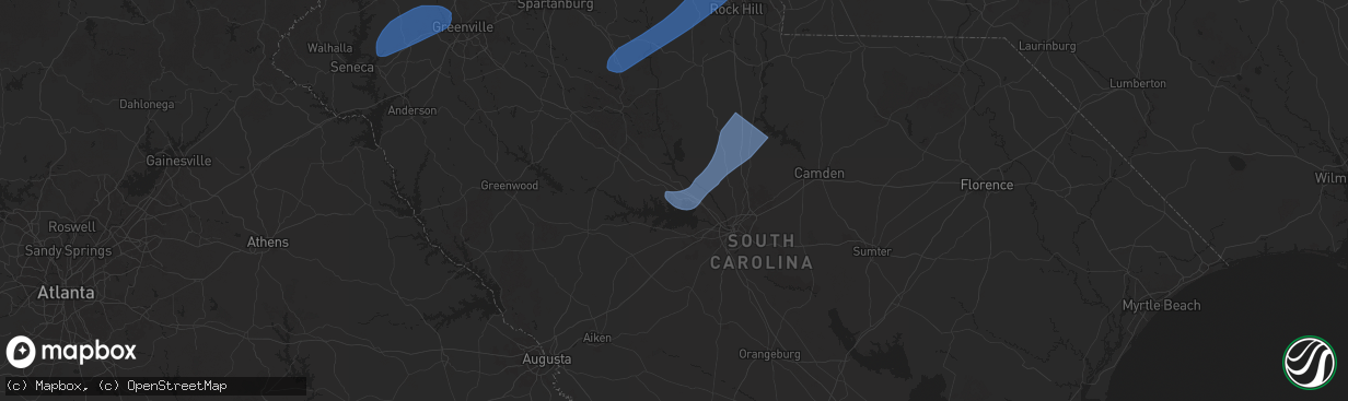 Hail map in Chapin, SC on December 29, 2024