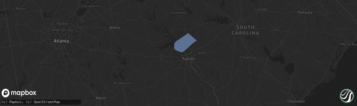 Hail map in Evans, GA on December 29, 2024