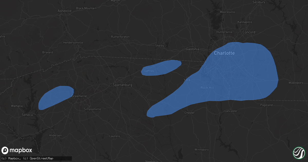 Hail map in Gaffney, SC on December 29, 2024