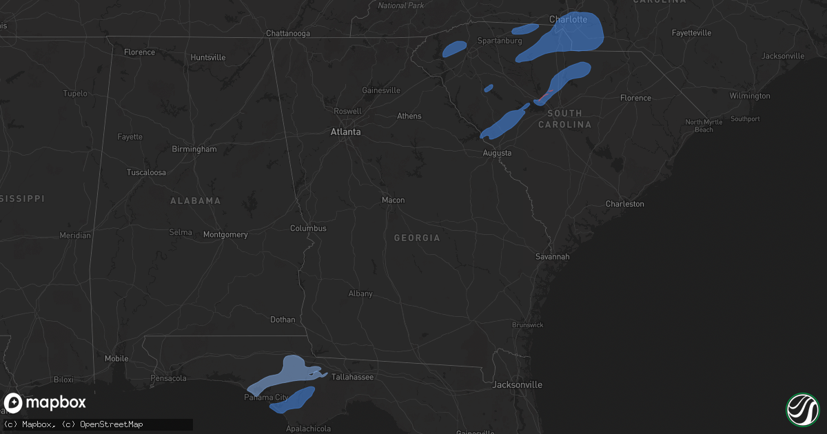Hail map in Georgia on December 29, 2024