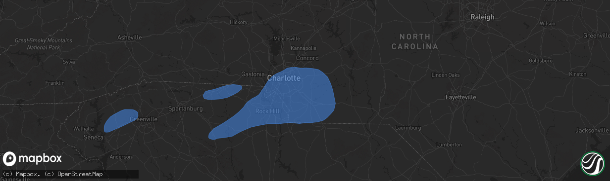 Hail map in Indian Trail, NC on December 29, 2024