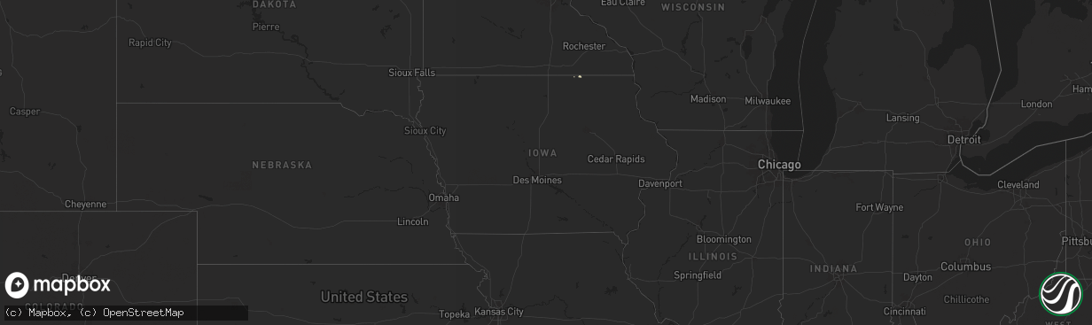 Hail map in Iowa on December 29, 2024