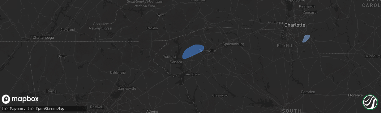 Hail map in Liberty, SC on December 29, 2024