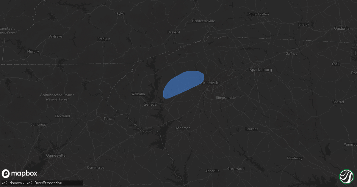 Hail map in Liberty, SC on December 29, 2024