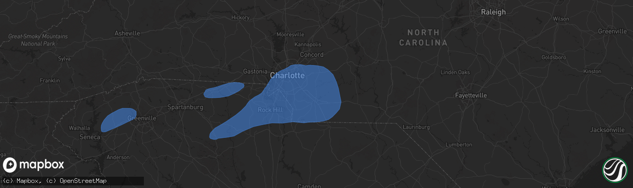 Hail map in Monroe, NC on December 29, 2024