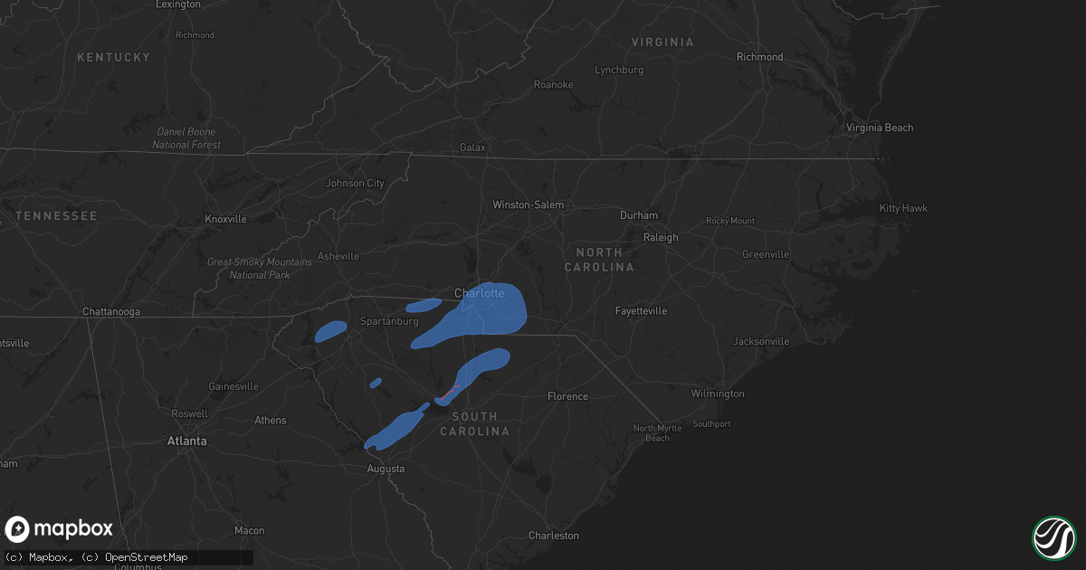 Hail map in North Carolina on December 29, 2024