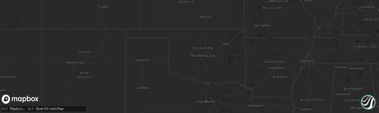 Hail map in Oklahoma on December 29, 2024