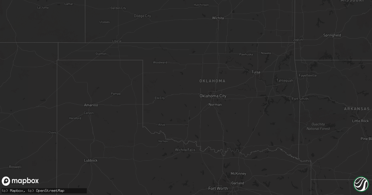 Hail map in Oklahoma on December 29, 2024