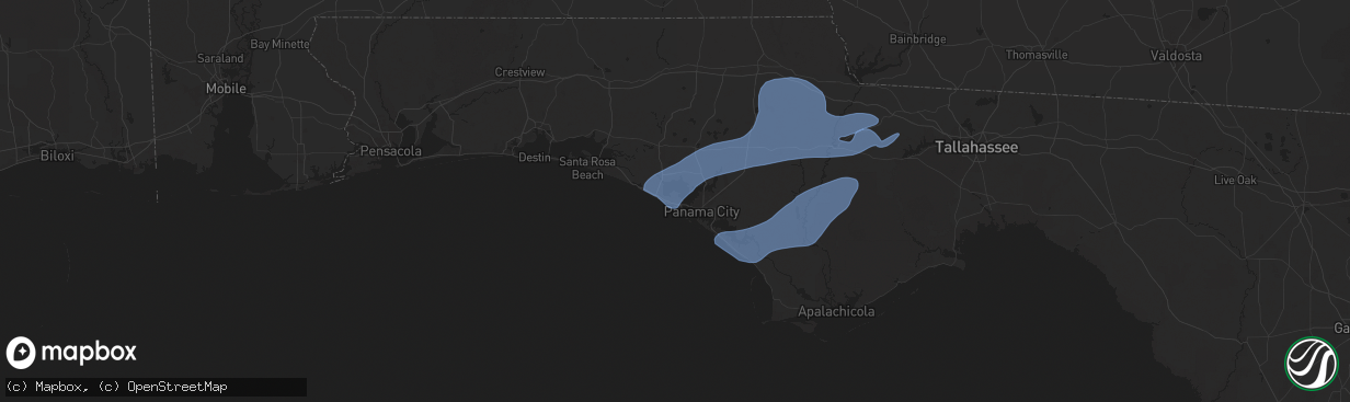 Hail map in Panama City Beach, FL on December 29, 2024