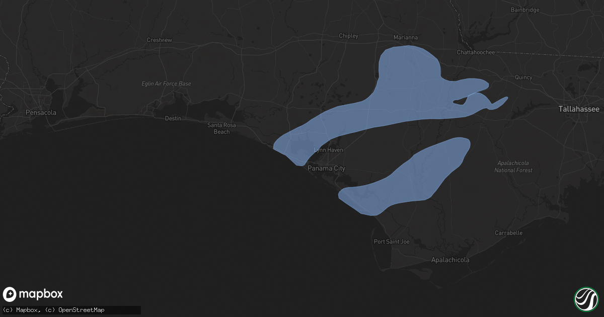Hail map in Panama City Beach, FL on December 29, 2024