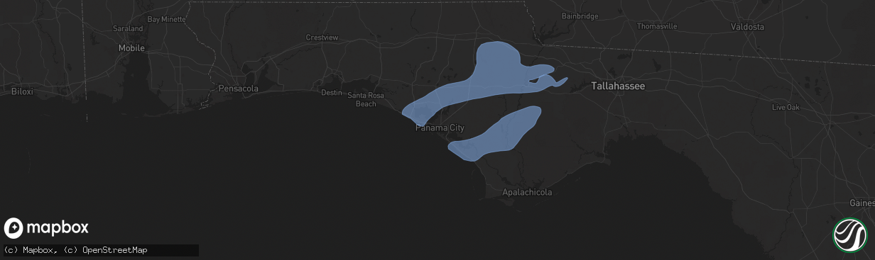 Hail map in Panama City, FL on December 29, 2024