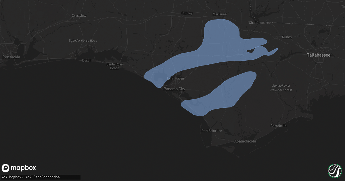 Hail map in Panama City, FL on December 29, 2024