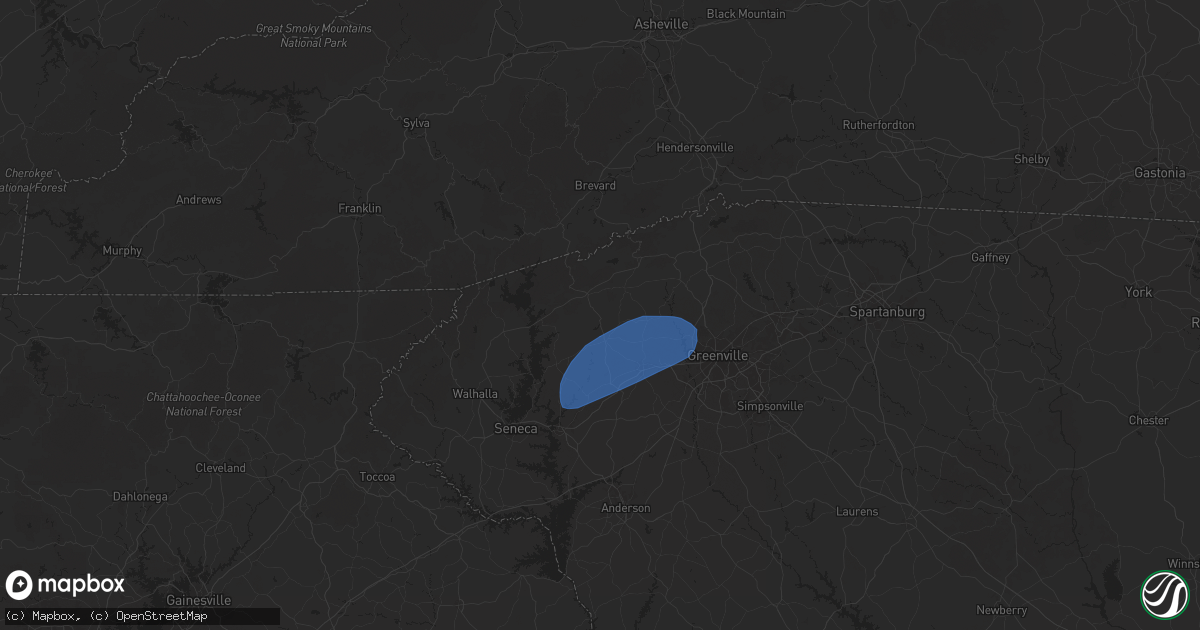 Hail map in Pickens, SC on December 29, 2024