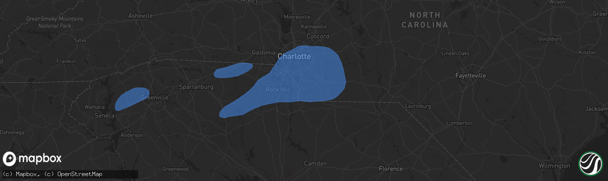 Hail map in Waxhaw, NC on December 29, 2024