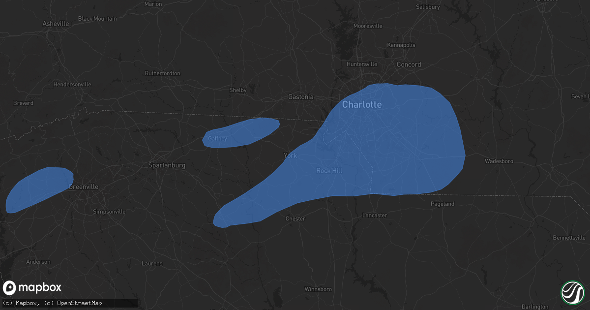 Hail map in York, SC on December 29, 2024