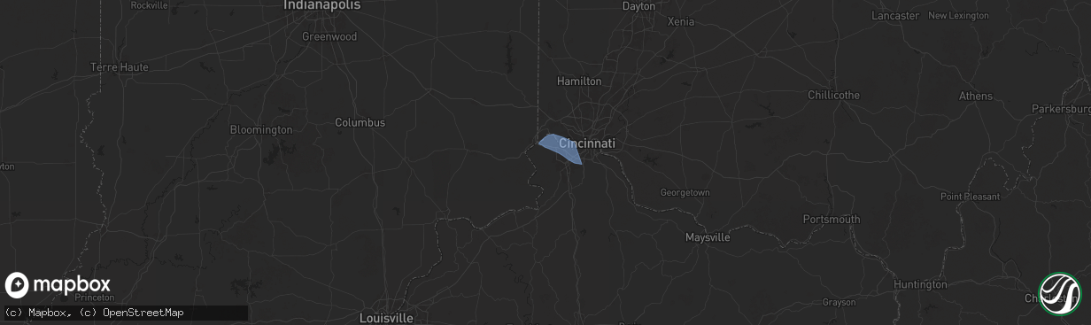 Hail map in Burlington, KY on December 29, 2025