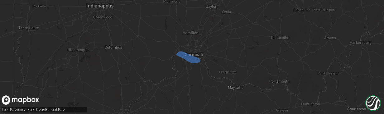 Hail map in Covington, KY on December 29, 2025