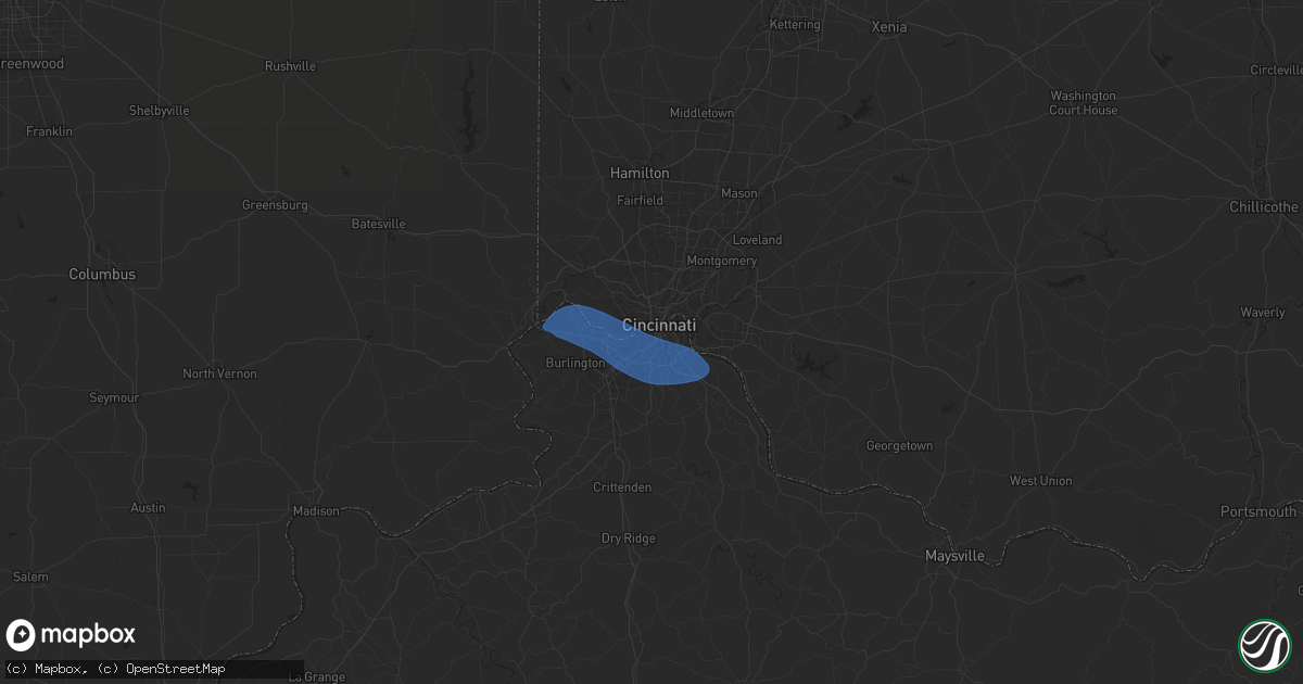 Hail map in Covington, KY on December 29, 2025