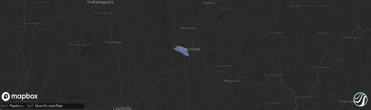 Hail map in Erlanger, KY on December 29, 2025