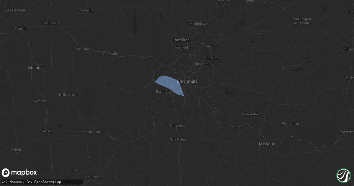 Hail map in Erlanger, KY on December 29, 2025