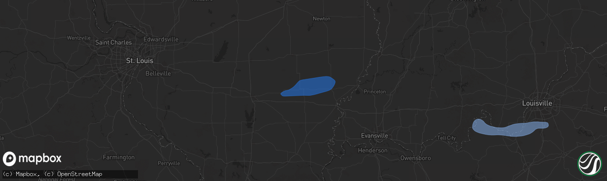 Hail map in Fairfield, IL on December 29, 2025