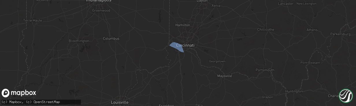 Hail map in Florence, KY on December 29, 2025