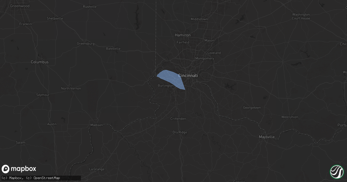 Hail map in Florence, KY on December 29, 2025