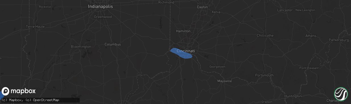 Hail map in Hebron, KY on December 29, 2025