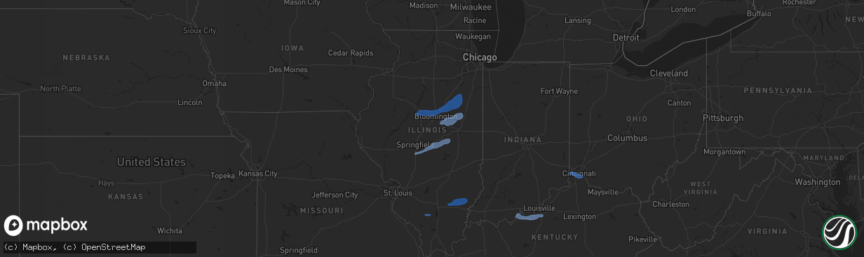 Hail map in Illinois on December 29, 2025