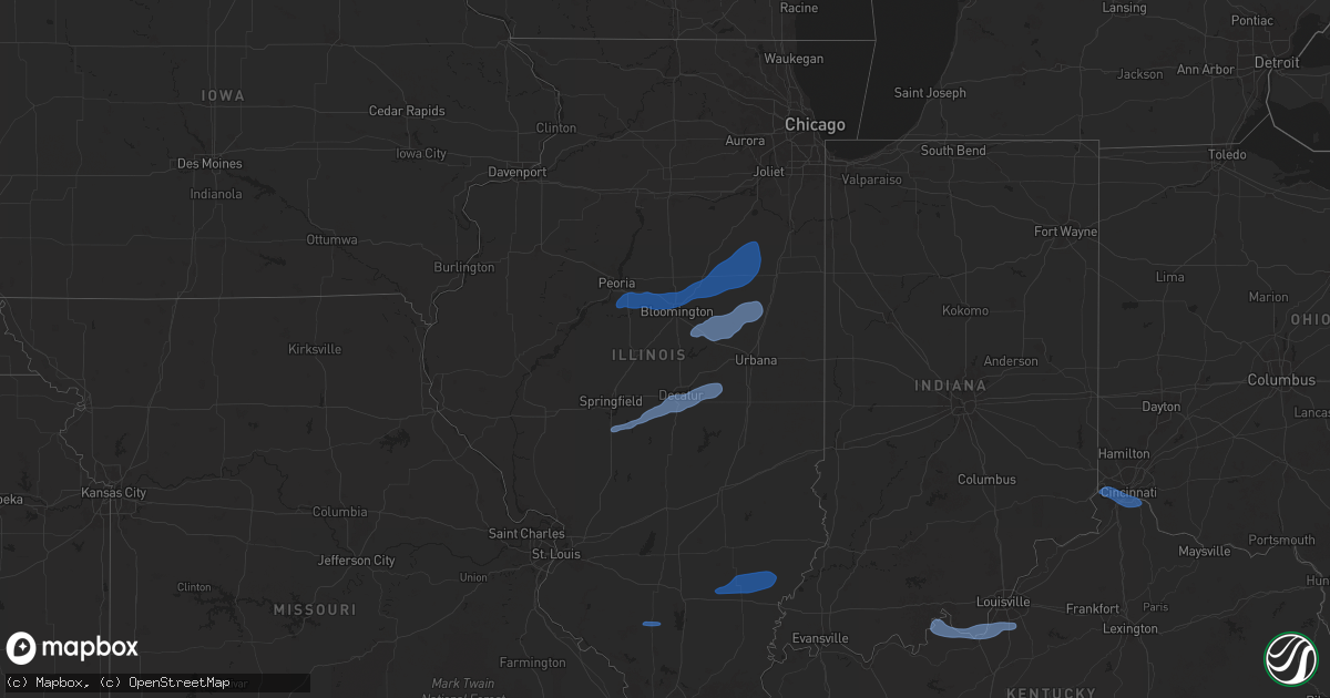 Hail map in Illinois on December 29, 2025